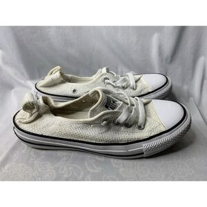 Women's Sz 7 Converse Chuck Taylor‎ All Star Shoreline Slip On White Woven Knit